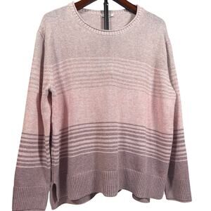 Ella Moss Pink & Purple Ombre Striped Knit Pullover Crew Neck Sweater Womens XL